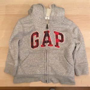 EUC Gap Kids 2T Lined Zip Up Hoodie